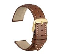 YTBHSHXZ cinturino per orologio, Cinturino in pelle di vitello cinturino da polso in materiale morbido cinturino con fibbia in oro(Cinnamon BrownS,24mm)