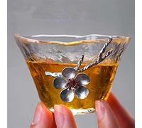 YTBHSHXZ Ciotole, tazza da tè resistente al calore con sottobicchiere in latta, fiore di prugna, trasparente, piccola ciotola, maestro in stile giapponese(Multicoloured)