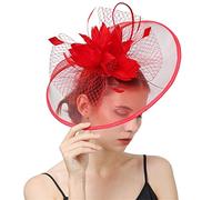 YTBHSHXZ， Copricapo da sposa con velo in rete da donna, fermaglio for capelli, fascinator da sposa, punto ondulato(Red)