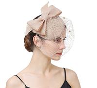 YTBHSHXZ， Copricapo da sposa, copricapo da sposa, fermaglio for capelli, cappello da cocktail, accessori for capelli da donna, velo(Champagne)