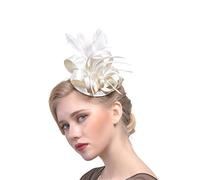 YTBHSHXZ， Copricapo di piume, cappelli da festa, accessori for matrimoni, cappelli da sposa, copricapi for cocktail e tè.(Ivory)