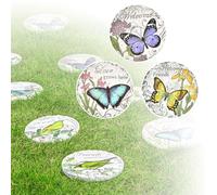 YTBHSHXZ, Decorazione da Giardino Antiscivolo for Esterni, pavimentazione Rotonda for vialetti e Cortili, Set da 3(Butterflies,24.5 cm)
