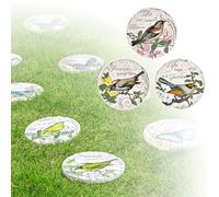 YTBHSHXZ, Decorazione da Giardino Antiscivolo for Esterni, pavimentazione Rotonda for vialetti e Cortili, Set da 3(Birds,26 cm)