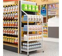 YTBHSHXZ, Espositore for scaffali del supermercato da 55 pollici di altezza, negozi al dettaglio/scaffale for snack for casa/festa/dispensa con 4 ruote e 15 ganci(A,140x50cm/55.1x15.7in)