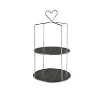 YTBHSHXZ， Espositore for torte creativo Maniglia for amore Stand for snack vintage Vassoio for torta a due strati in ferro battuto(Silver)