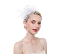 YTBHSHXZ， Fascinator con piume su fascia for capelli da donna, fermaglio for capelli in rete, accessori for capelli da cocktail for feste da tè(Navy)