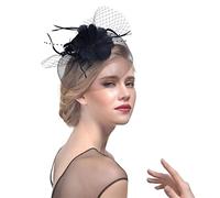 YTBHSHXZ, Fascinator, copricapo di piume, cappello di filato, fascia for capelli, copricapo da sposa, cappello, copricapo da cocktail e da tè.(Black)