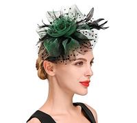 YTBHSHXZ， Fascinator da donna con fiori, nastri in rete e piume, cappello o copricapo con clip, for cocktail e feste.(I)
