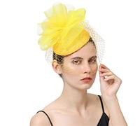 YTBHSHXZ， Fascinator in rete for sposa, accessori for capelli da sposa, veli da festa, cappelli con piume e fiori.