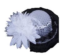 YTBHSHXZ， Fermaglio for capelli da donna, con pizzo lucido, cappello, fascinator, accessori for capelli con fiori e piume(Black)