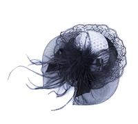 YTBHSHXZ, Fermaglio for capelli da donna, con pizzo lucido, cappello, fascinator, accessori for capelli con fiori e piume(White)