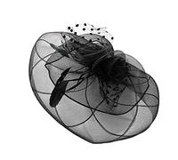 YTBHSHXZ， Fermaglio for capelli lucido for feste e balli di fine anno, cappello da donna, accessori for capelli con piume, fermaglio for capelli da chiesa(Black)