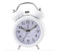 YTBHSHXZ Forte con retroilluminazione, a batteria, silenzioso, senza ticchettio, for chi dorme profondamente, doppia campana extra retrò(White)