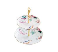 YTBHSHXZ， Manici in metallo ceramico Doppio espositore for dessert Scaffale for cupcake europeo Elegante vassoio for servizio pasticceria Vassoio for frutta Vassoio for torta