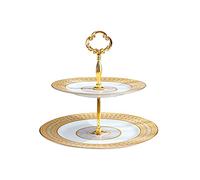YTBHSHXZ， Manici in metallo ceramico Tavolo da dessert leggero di lusso a doppio strato Tè pomeridiano Espositore for cupcake Piatto di frutta Vassoio for torta