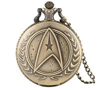 YTBHSHXZ orologio da tasca e catena, Collana con orologio da tasca al quarzo a tema vintage Trek, regalo for uomini e donne(Bronze)