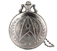 YTBHSHXZ orologio da tasca e catena, Collana con orologio da tasca al quarzo a tema vintage Trek, regalo for uomini e donne(Gray)