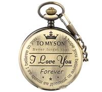 YTBHSHXZ orologio da tasca e catena, Orologio da tasca al quarzo con incisione retrò, catena spessa, adatto for ciondolo for orologio da tasca for uomo e donna(Cyan)
