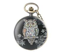 YTBHSHXZ orologio da tasca e catena, Orologio da tasca con motivo gufo, orologio da studente multistile, orologio da tasca con collana, orologio a catena con pendente