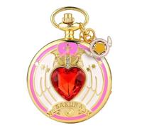YTBHSHXZ orologio da tasca e catena, Orologio da taschino for ragazze con pietra a cuore in oro + piccoli accessori Orologio da taschino con catena for San Valentino, uso quotidiano