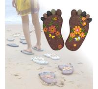 YTBHSHXZ, Pietra Decorativa for camminamenti con Impronte di Piedi dimensionali e Motivo Floreale, Pietra Decorativa for Esterni Vibrante for Cortile/Sentiero(Dark Brown,3PCS)