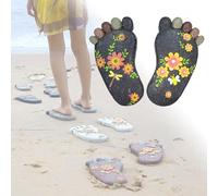 YTBHSHXZ, Pietra Decorativa for camminamenti con Impronte di Piedi dimensionali e Motivo Floreale, Pietra Decorativa for Esterni Vibrante for Cortile/Sentiero(Dark Gray,3PCS)