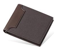 YTBHSHXZ Portafoglio da uomo in tela con blocco, 6 scomparti for carte, 1 scomparto for monete, 2 for contanti, portafoglio in PU a due pieghe(Bruin)