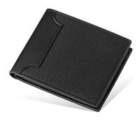 YTBHSHXZ Portafoglio da uomo in tela con blocco, 6 scomparti for carte, 1 scomparto for monete, 2 for contanti, portafoglio in PU a due pieghe(Black)