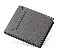 YTBHSHXZ Portafoglio da uomo in tela con blocco, 6 scomparti for carte, 1 scomparto for monete, 2 for contanti, portafoglio in PU a due pieghe(Grijs)