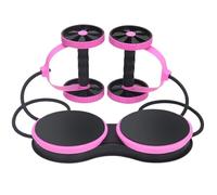 YTBHSHXZ, Ruota addominale a doppio rullo con fasce di resistenza, tappetino for ginocchia, tavola girevole for la vita, attrezzo dimagrante, attrezzatura for esercizi a casa(Pink)