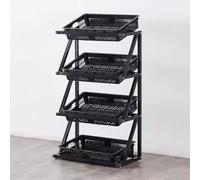 YTBHSHXZ, Scaffale del mercato a 4/5 livelli, scaffale for esposizione di frutta e verdura del supermercato, portaoggetti for alimenti for patatine da cucina(Black,65x35x120cm)