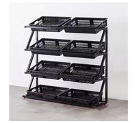 YTBHSHXZ, Scaffale del mercato a 4/5 livelli, scaffale for esposizione di frutta e verdura del supermercato, portaoggetti for alimenti for patatine da cucina(Black,120x35x120cm)