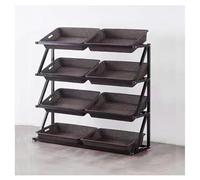 YTBHSHXZ, Scaffale del mercato a 4/5 livelli, scaffale for esposizione di frutta e verdura del supermercato, portaoggetti for alimenti for patatine da cucina(Brown,120x35x120cm)