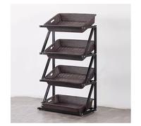 YTBHSHXZ, Scaffale del mercato a 4/5 livelli, scaffale for esposizione di frutta e verdura del supermercato, portaoggetti for alimenti for patatine da cucina(Brown,65x35x120cm)