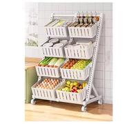 YTBHSHXZ, Scaffale for mercato con espositori for vendita al dettaglio a 4 livelli con 8 cestini, organizzatore for espositori for frutta e verdura for snack. Scaffale for cestini(White)
