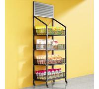 YTBHSHXZ, Scaffale for snack in metallo di grandi dimensioni a 4 livelli for supermercato, espositore for patatine for negozi al dettaglio con ruote(140x27x50cm)