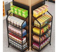 YTBHSHXZ, Scaffale rotante for frutta e verdura for supermercato, sistema di cestini a più livelli for patatine/caramelle/pane(Black,4 Tier 50cm)