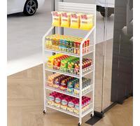 YTBHSHXZ, Scaffale rotante for frutta e verdura for supermercato, sistema di cestini a più livelli for patatine/caramelle/pane(White,4 Tier 50cm)