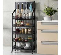 YTBHSHXZ, Scaffale rotante for frutta e verdura for supermercato, sistema di cestini a più livelli for patatine/caramelle/pane(Black,5 Tier 60cm)