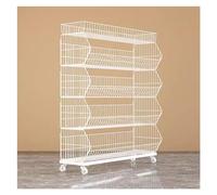 YTBHSHXZ, Scaffali del supermercato di grande capacità di 4/5 livelli bianco, espositore da pavimento commerciale con ruote a 360°, utilizzato come ripiano della dispensa(White 5 Tier,L(120cm/47in))
