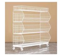 YTBHSHXZ, Scaffali del supermercato di grande capacità di 4/5 livelli bianco, espositore da pavimento commerciale con ruote a 360°, utilizzato come ripiano della dispensa(White 4 Tier,L(120cm/47in))