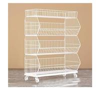 YTBHSHXZ, Scaffali del supermercato di grande capacità di 4/5 livelli bianco, espositore da pavimento commerciale con ruote a 360°, utilizzato come ripiano della dispensa(White 4 Tier,L(90cm/35in))