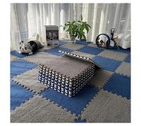 YTBHSHXZ Set di 10 tappeti morbidi a pelo lungo, soffici piastrelle for ad incastro, for pavimenti antiscivolo for giochi puzzle, sensoriali for la stanza sensoriale(Gris+bleu Marine)