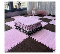 YTBHSHXZ Set di 10 tappeti morbidi a pelo lungo, soffici piastrelle for ad incastro, for pavimenti antiscivolo for giochi puzzle, sensoriali for la stanza sensoriale(Rose+café Foncé)
