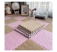 YTBHSHXZ Set di 10 tappeti morbidi a pelo lungo, soffici piastrelle for ad incastro, for pavimenti antiscivolo for giochi puzzle, sensoriali for la stanza sensoriale(Rose+café Clair)