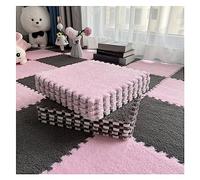 YTBHSHXZ Set di 10 tappeti morbidi a pelo lungo, soffici piastrelle for ad incastro, for pavimenti antiscivolo for giochi puzzle, sensoriali for la stanza sensoriale(Rose+gris)