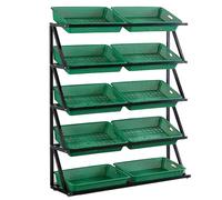 YTBHSHXZ, Supporto for la conservazione dei prodotti con cestino in finto rattan, espositore verde for la vendita al dettaglio del supermercato for snack di patate, cipolle e verdure(5 shelf 120x35x15