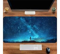 YTBHSHXZ Tappetino for mouse lungo for tastiera e computer con paesaggio di cielo stellato blu, lavabile, base in gomma antiscivolo(800x400x3mm)