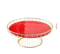 YTBHSHXZ， Tavolo da dessert in ceramica a strato singolo Decorazione di nozze Espositore for torte Vassoio for cupcake di lusso leggero for feste di compleanno(Red)