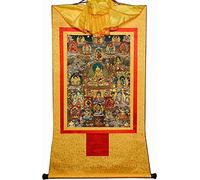 YTBHSHXZ Thangka tibetane, Guru-Saint Padmasambhava e 23 Jambhalas, dei della ricchezza, broccato buddista Thangka(Unique Colour,Medium(62cm*47cm))